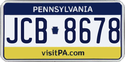 PA license plate JCB8678