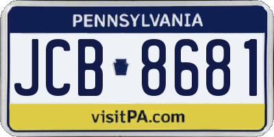 PA license plate JCB8681
