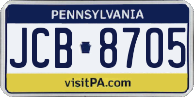 PA license plate JCB8705