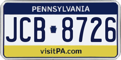 PA license plate JCB8726