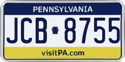 PA license plate JCB8755