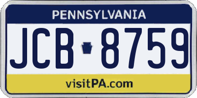 PA license plate JCB8759