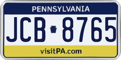 PA license plate JCB8765