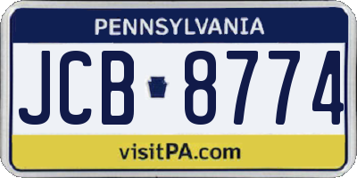 PA license plate JCB8774
