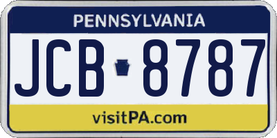 PA license plate JCB8787