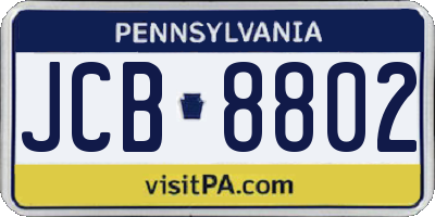 PA license plate JCB8802