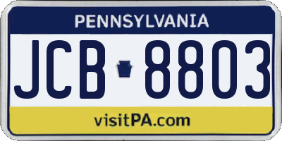 PA license plate JCB8803