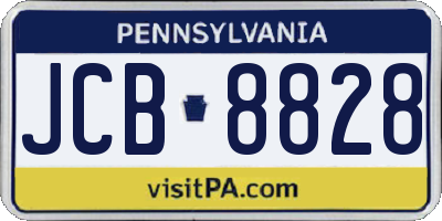 PA license plate JCB8828