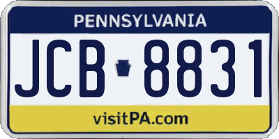 PA license plate JCB8831