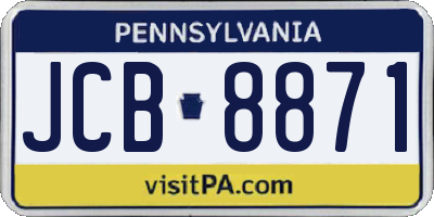 PA license plate JCB8871