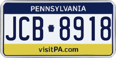 PA license plate JCB8918