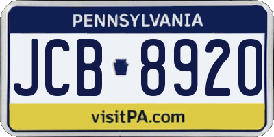 PA license plate JCB8920