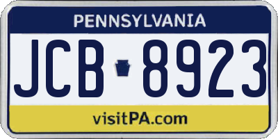 PA license plate JCB8923