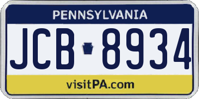 PA license plate JCB8934
