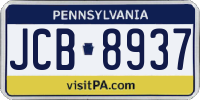 PA license plate JCB8937