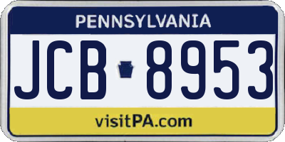 PA license plate JCB8953