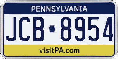 PA license plate JCB8954