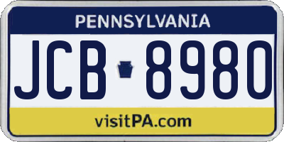 PA license plate JCB8980