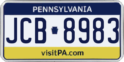 PA license plate JCB8983