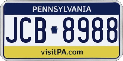 PA license plate JCB8988