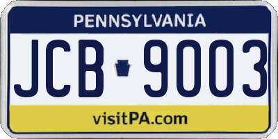 PA license plate JCB9003