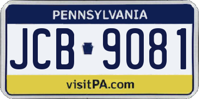 PA license plate JCB9081