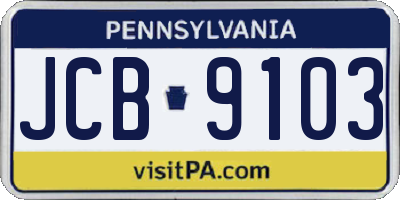 PA license plate JCB9103