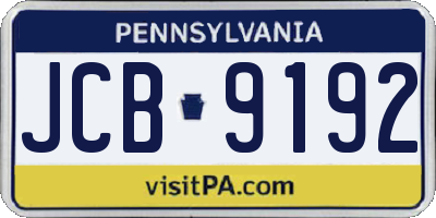 PA license plate JCB9192
