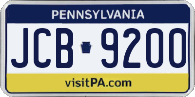 PA license plate JCB9200