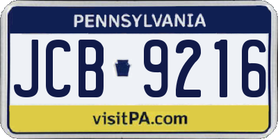 PA license plate JCB9216