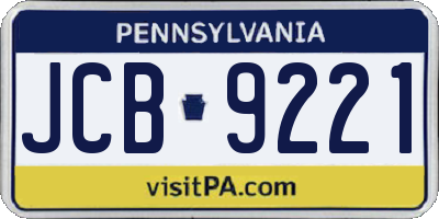 PA license plate JCB9221