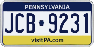 PA license plate JCB9231