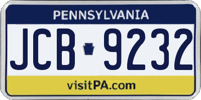 PA license plate JCB9232