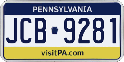 PA license plate JCB9281