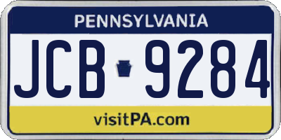 PA license plate JCB9284