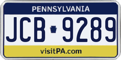 PA license plate JCB9289