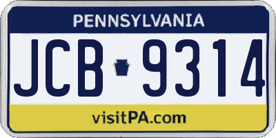 PA license plate JCB9314