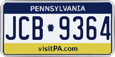 PA license plate JCB9364