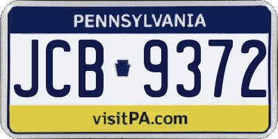 PA license plate JCB9372