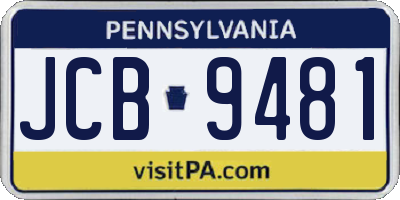 PA license plate JCB9481