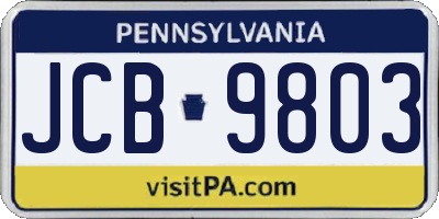 PA license plate JCB9803