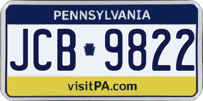 PA license plate JCB9822