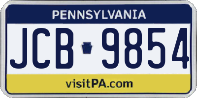 PA license plate JCB9854