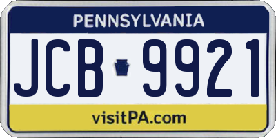 PA license plate JCB9921