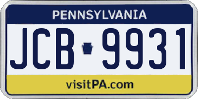 PA license plate JCB9931