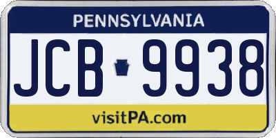 PA license plate JCB9938