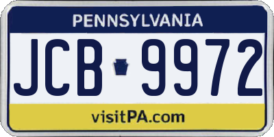 PA license plate JCB9972