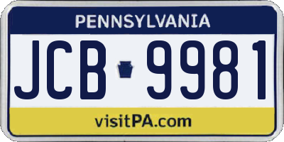 PA license plate JCB9981