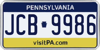 PA license plate JCB9986