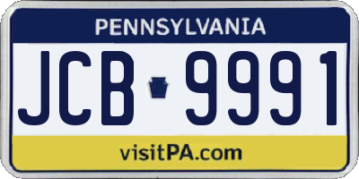 PA license plate JCB9991